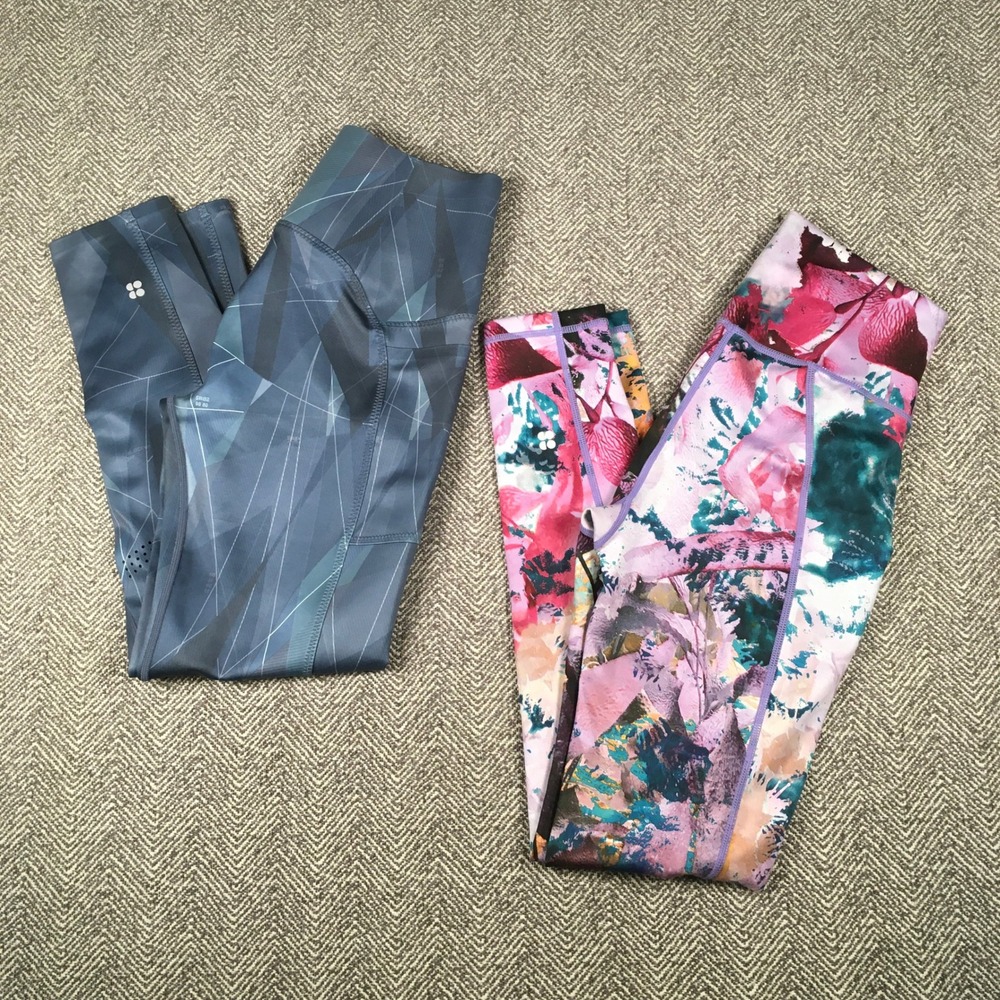 Sweaty Betty Super Sculpt Leggings Bundle Floral Geometric XS Full 7/8 Length